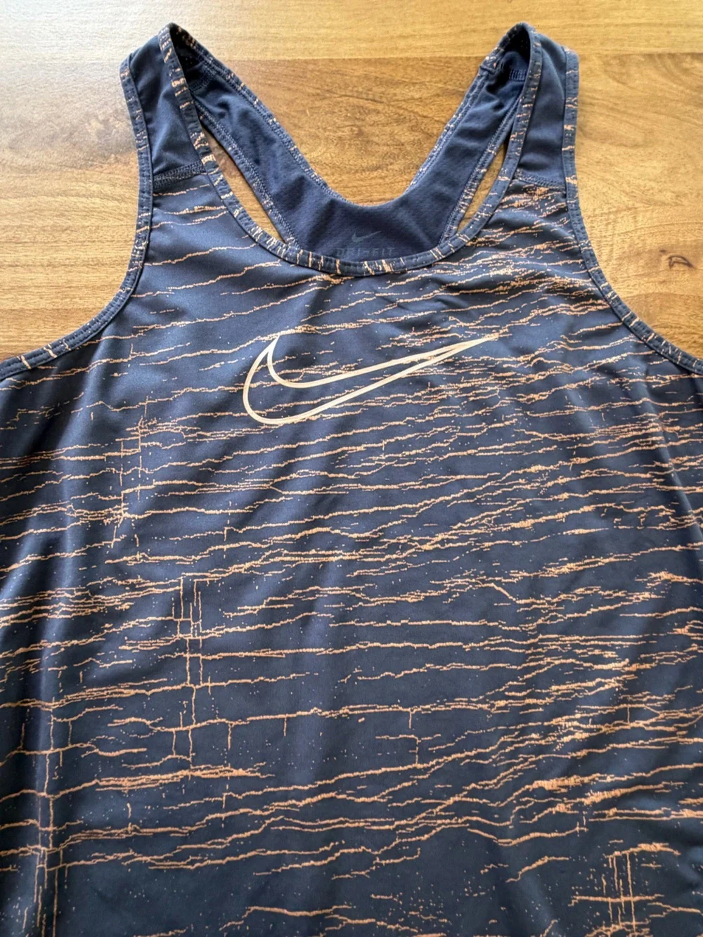 Nike Dri-Fit Charcoal Tank Top with Copper Metallic Stripe Print Size Medium